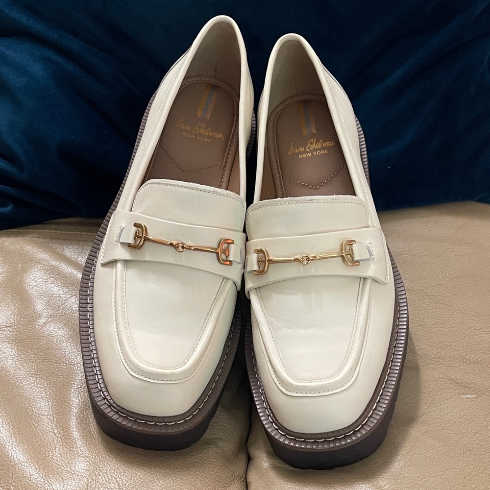 Sam Edelman Laurs Lug Sole Horsebite‎ Cream Loafers Size 7.5 - Picture 12 of 13